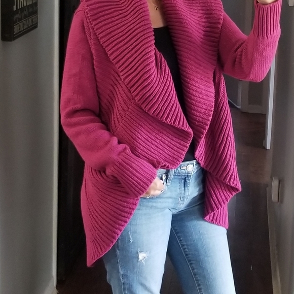 🧥 KNITTED WATERFALL LAPEL OPEN CARDIGAN - Picture 4 of 12
